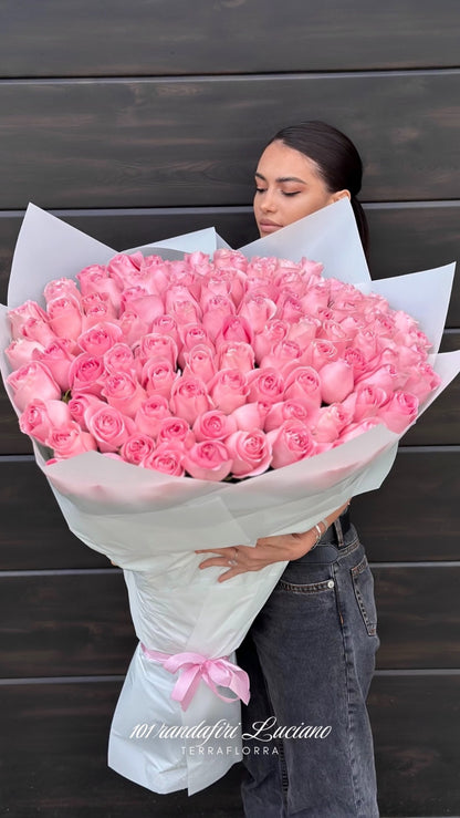 Buchet de trandafiri roz premium Luciano – TerraFlorra