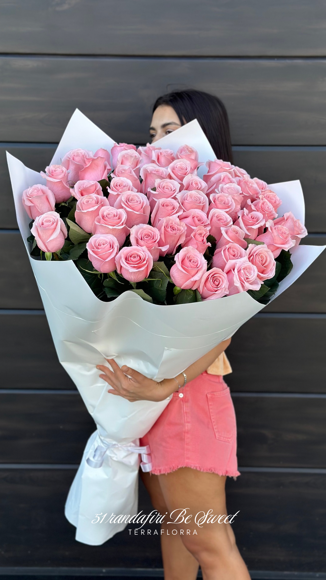 Buchet de trandafiri roz premium Besweet – TerraFlorra