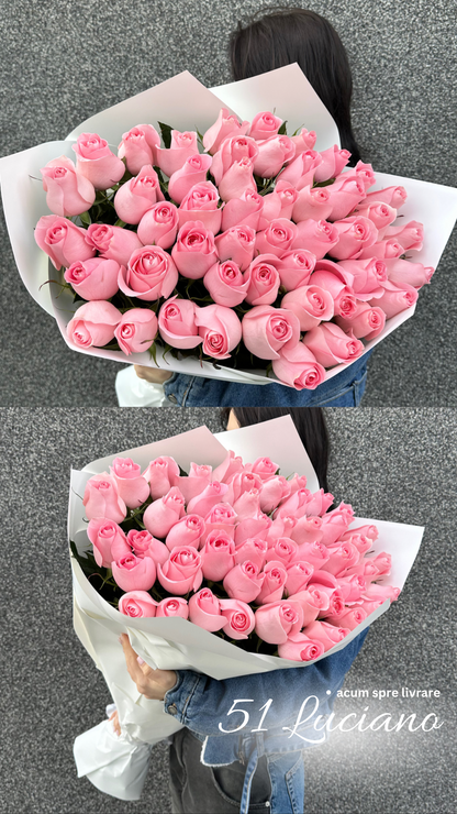 Buchet de trandafiri roz premium Luciano – TerraFlorra