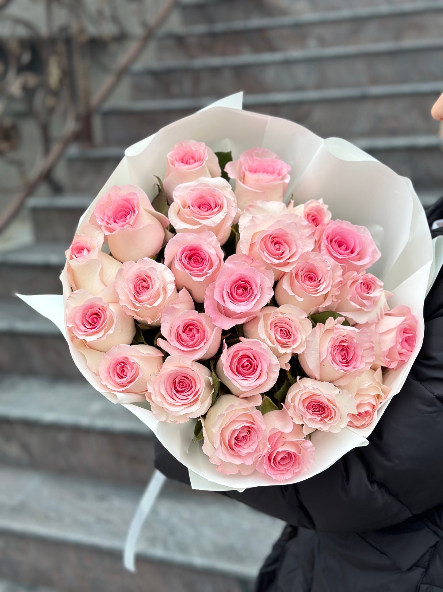 Buchet de trandafiri roz premium Mandala – TerraFlorra