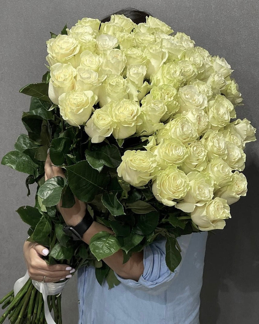 Buchet de trandafiri albi premium Mondial – TerraFlorra