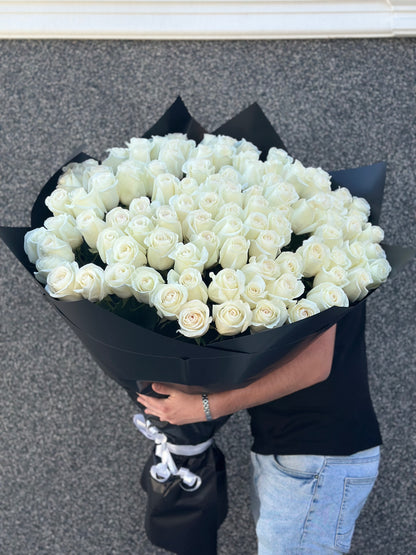 Buchet de trandafiri albi premium Alba – TerraFlorra
