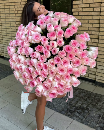 Buchet de trandafiri roz premium Mandala – TerraFlorra